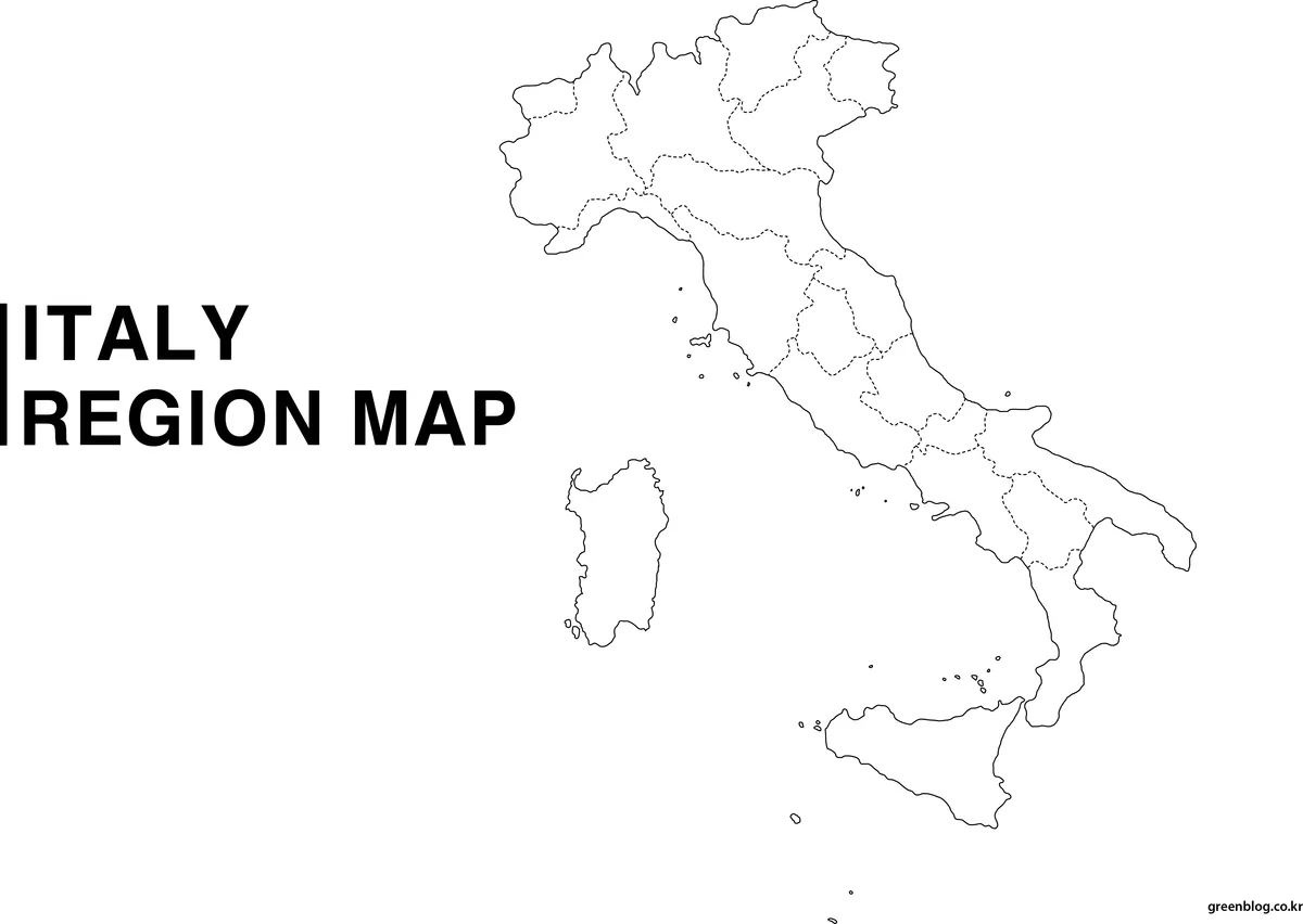 이탈리아 흑백 지도(인쇄용)