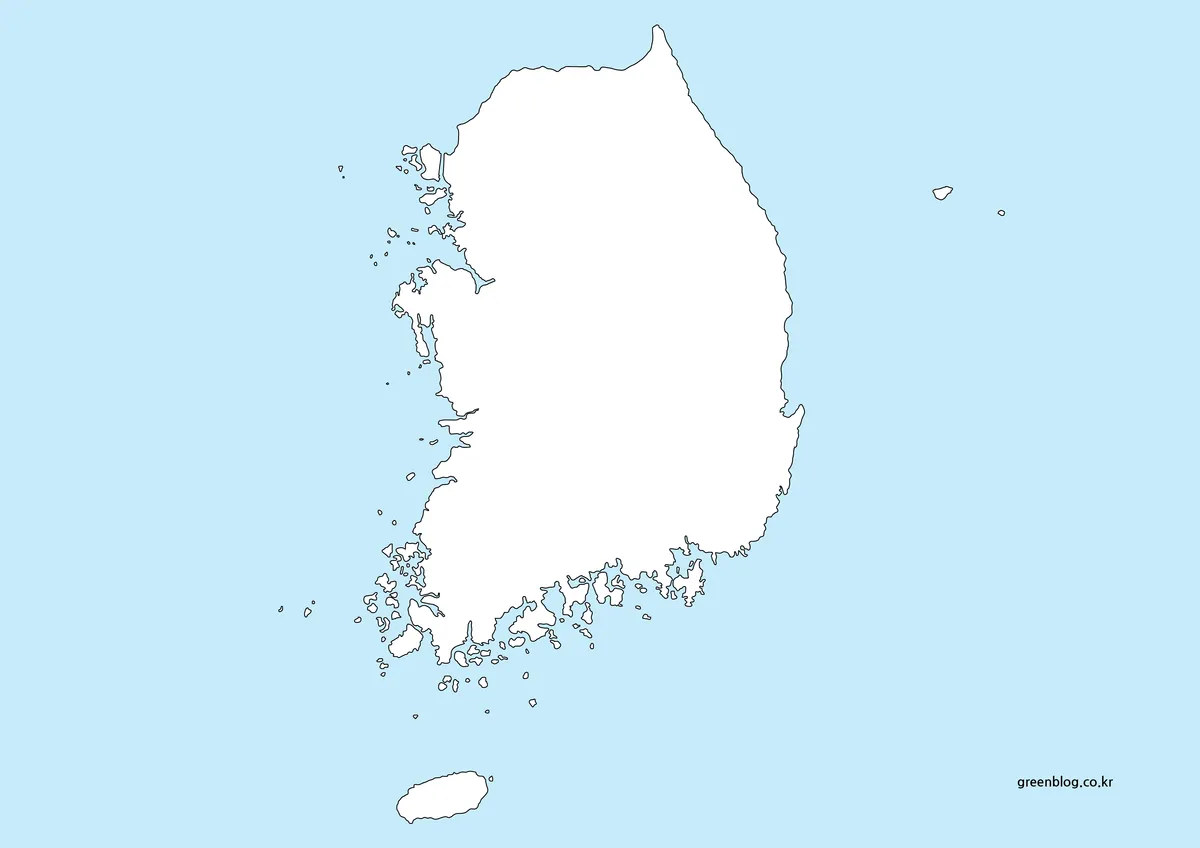 외곽선만 남긴 윤곽선 우리나라 지도