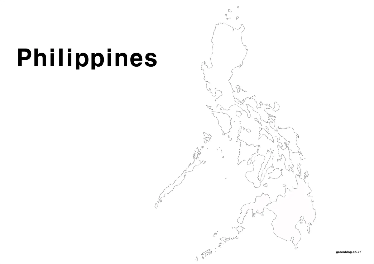 텍스트와 색상 없이 윤곽선과 경계만 남긴 필리핀 지도 이미지