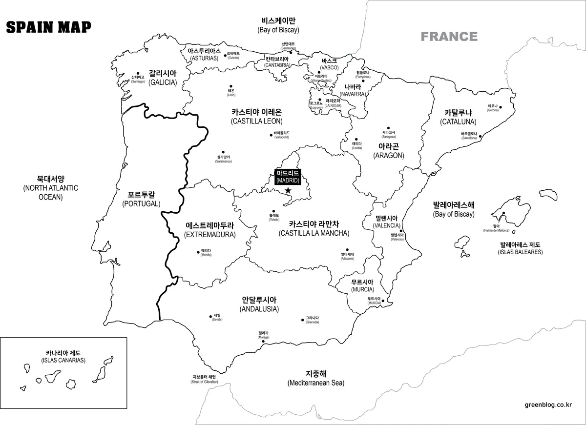 국가 경계와 지역 구분이 보이는 흑백 지도 이미지