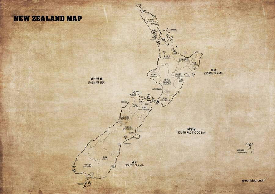 크기변환 뉴질랜드 지도 오래된 종이