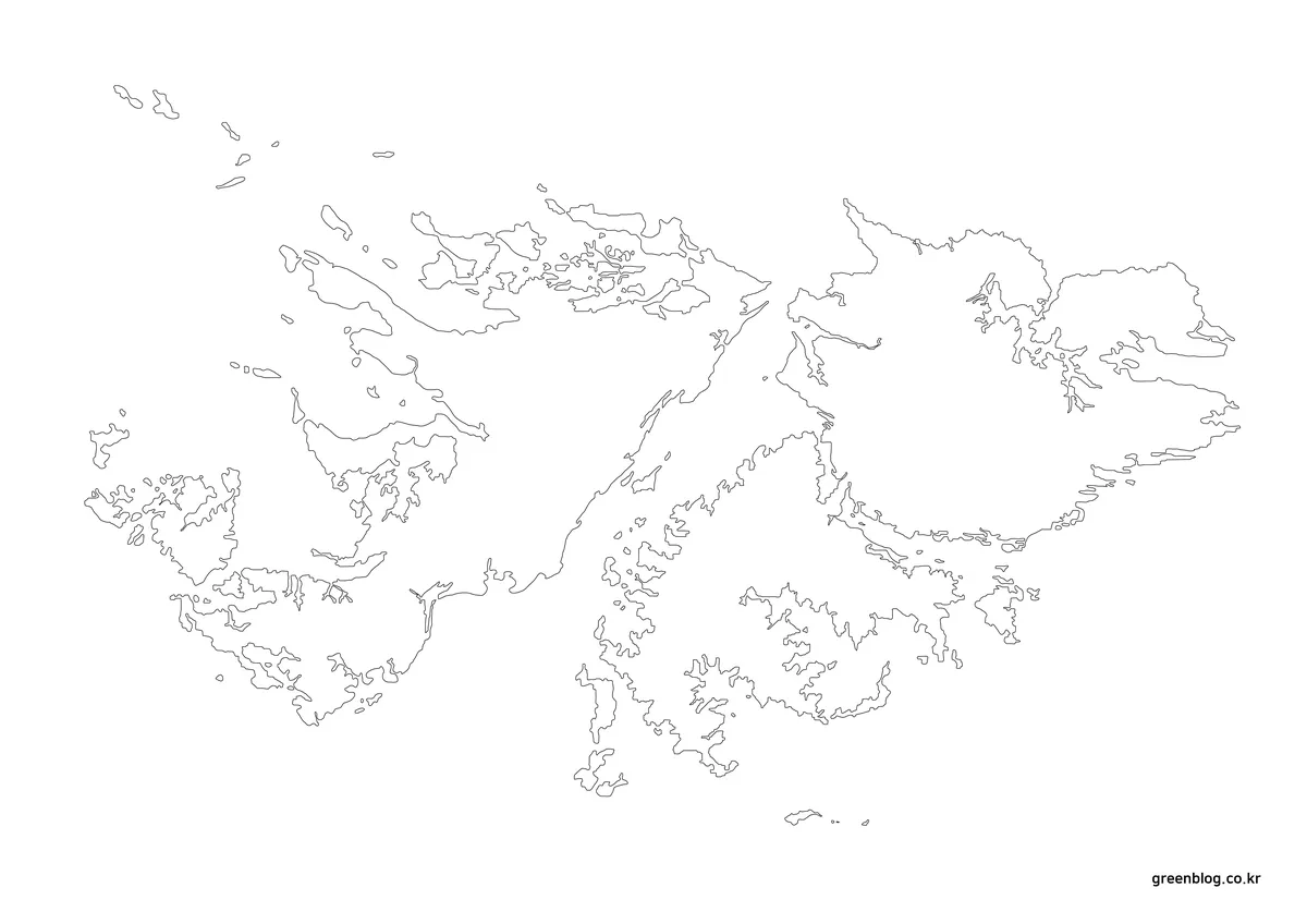 모든 정보가 제거된 포클랜드 제도 윤곽선 지도