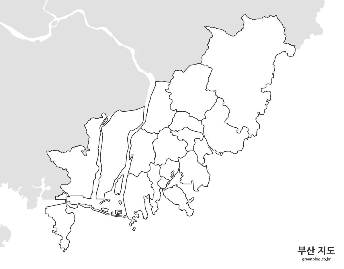 텍스트 없이 외곽선만 표시된 부산 지도