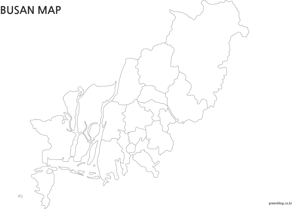 텍스트 없이 외곽선만 표시된 부산 지도