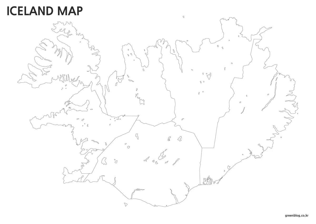 윤곽선만 남긴 그래픽 작업용 아이슬란드 지도