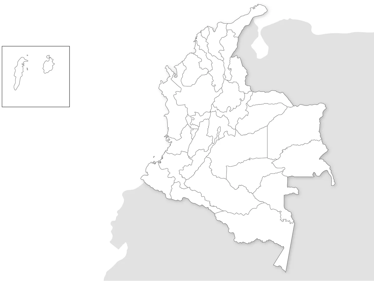 행정 구역 윤곽선만 남긴 콜롬비아 지도
