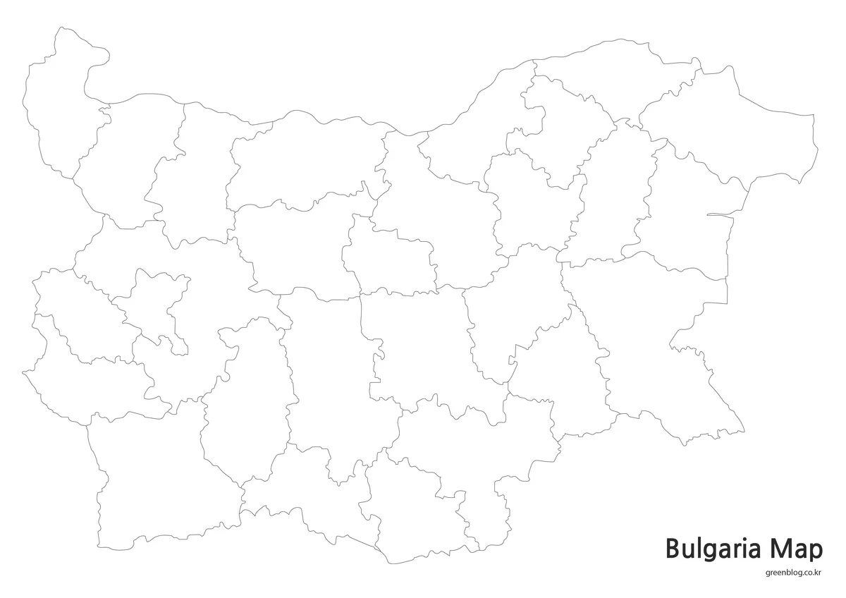 텍스트 없는 불가리아 윤곽선 지도, 그래픽 작업용