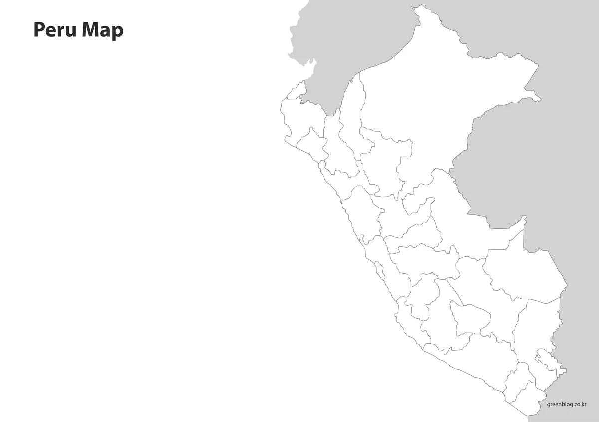 행정구역 경계선만 표시된 빈 페루 지도 이미지