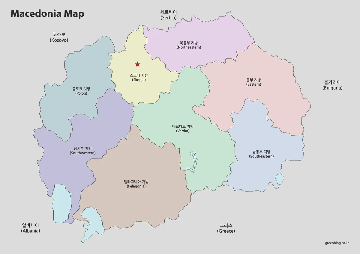 북마케도니아 지도 대표 이미지