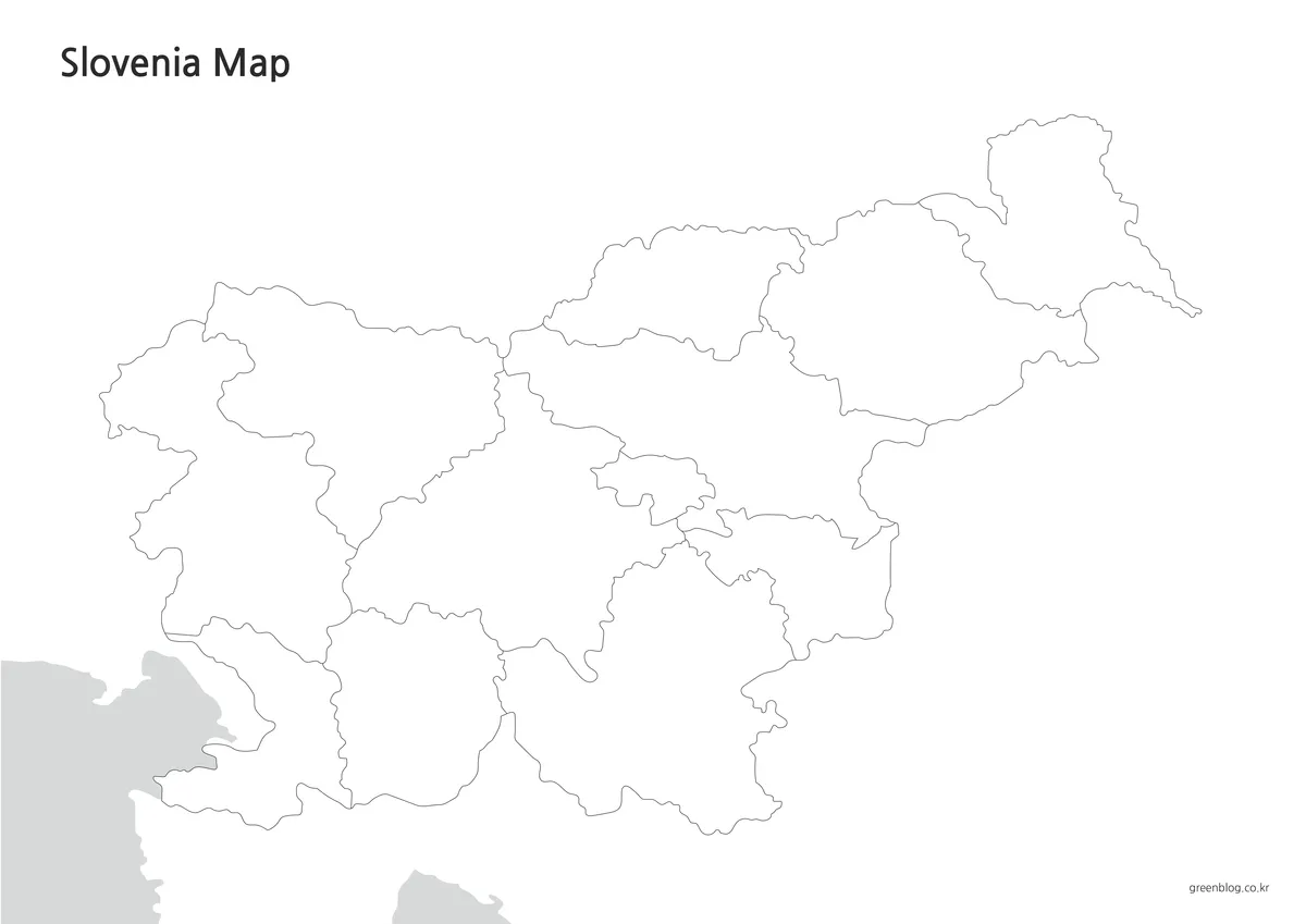 선만 남긴 슬로베니아 윤곽선 지도, 그래픽 편집용 A3 파일