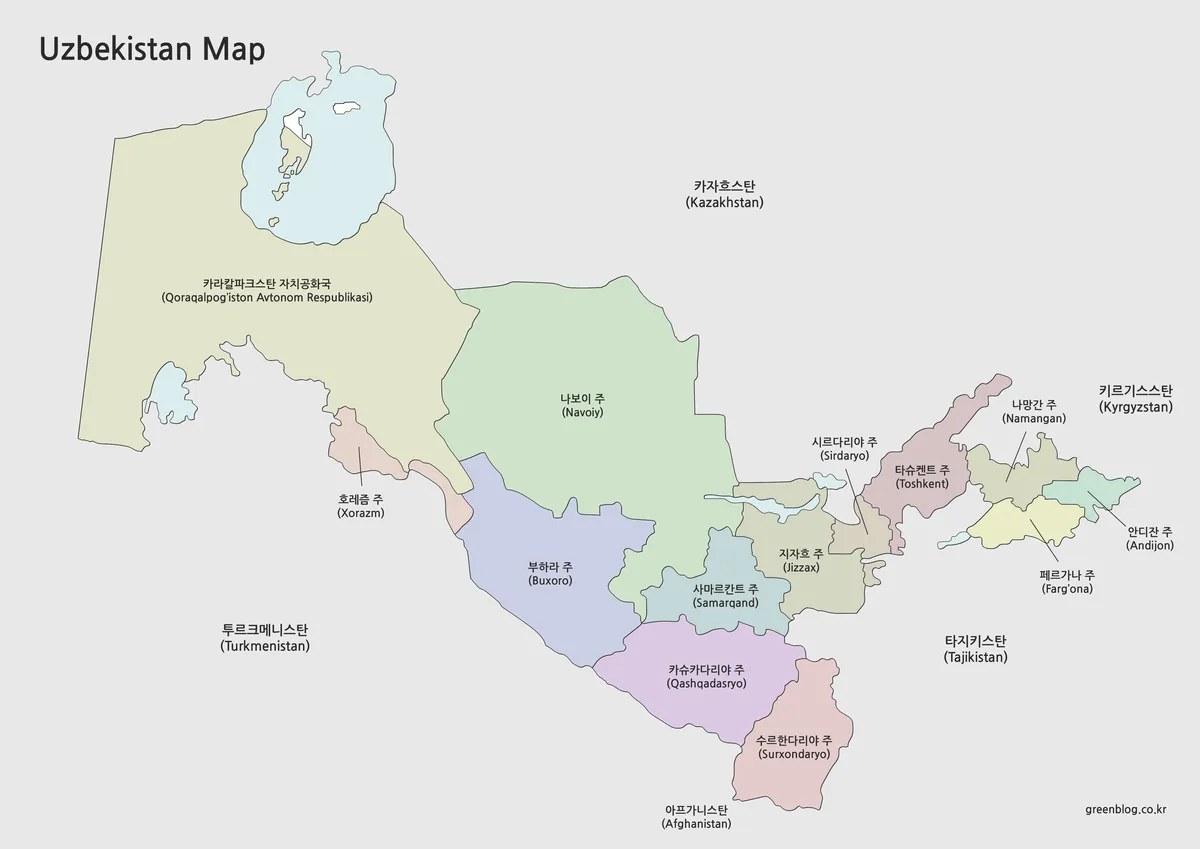 우즈베키스탄 지도 대표 이미지