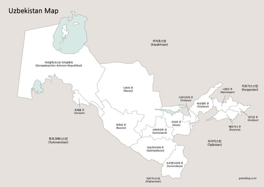 우즈베키스탄 지도