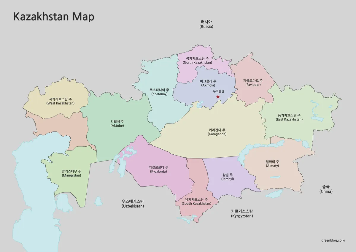 카자흐스탄 지도 대표 이미지