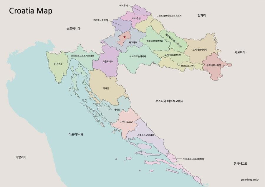 크로아티아 지도