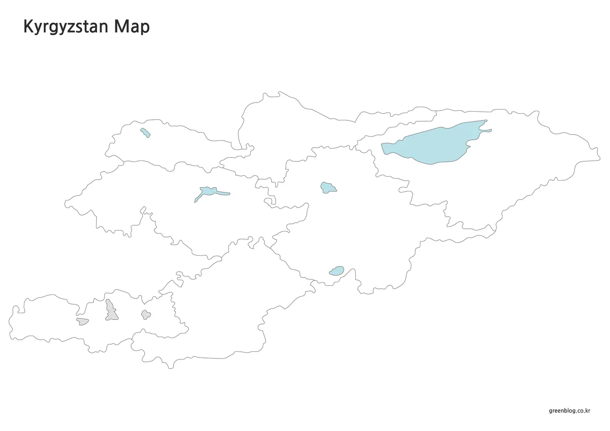 키르기스스탄 윤곽선 지도 편집용 라인 지도 이미지