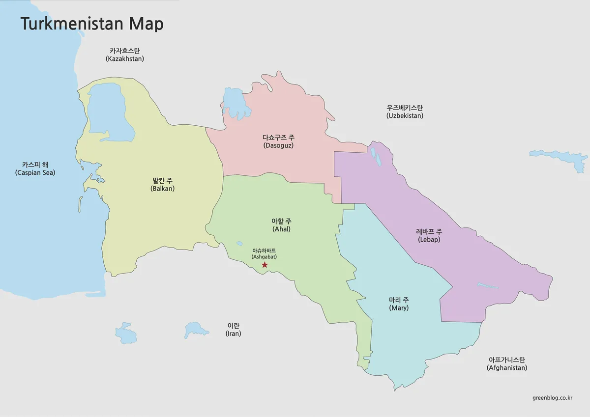 투르크메니스탄 지도 대표 이미지