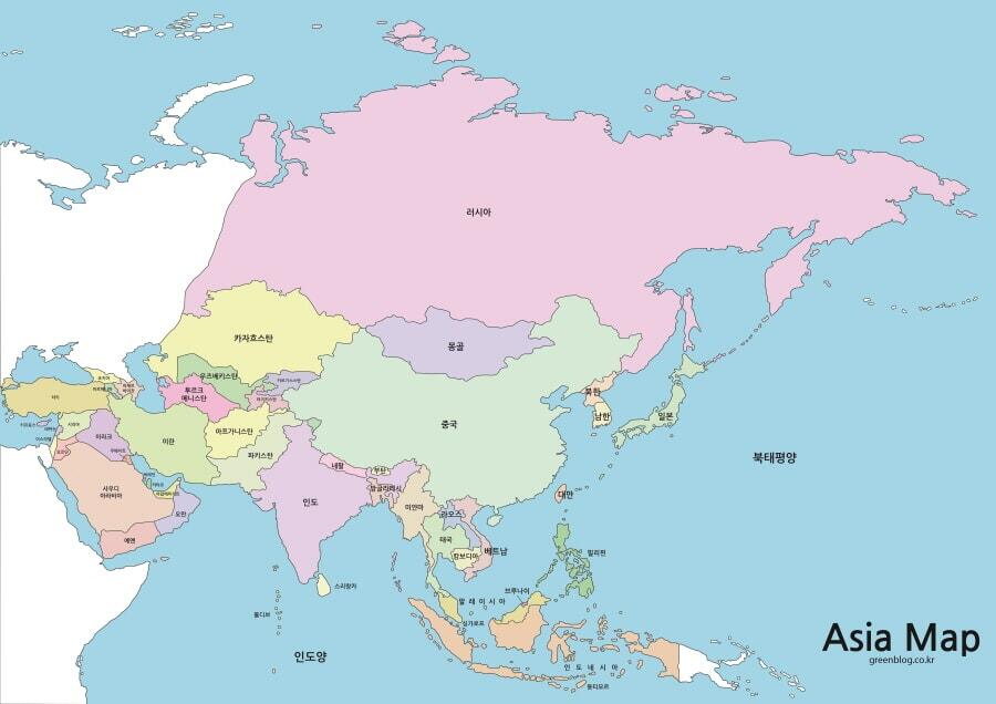 아시아 지도 3가지 종류 무료 다운로드 - Greenblog
