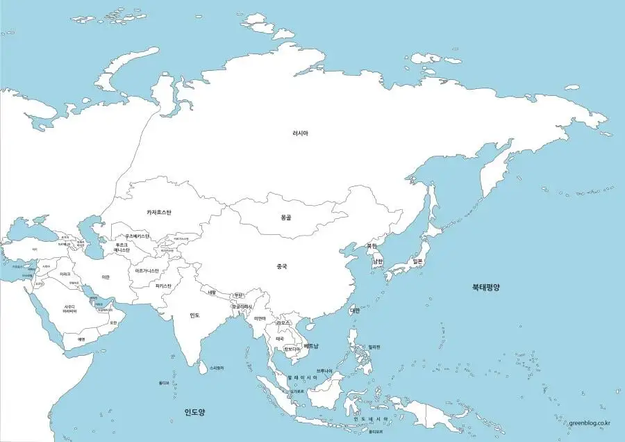 아시아 지도 3가지 종류 무료 다운로드 - Greenblog