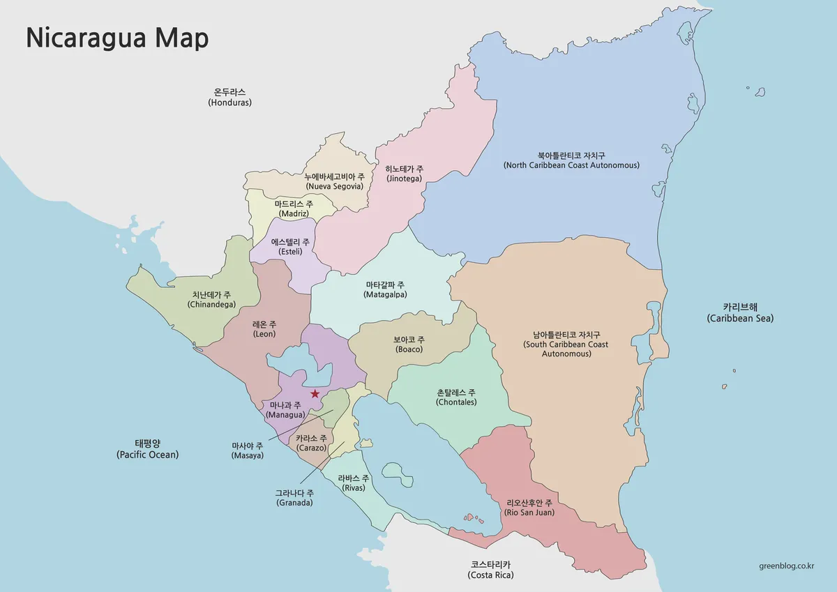 니카라과 지도 대표 이미지