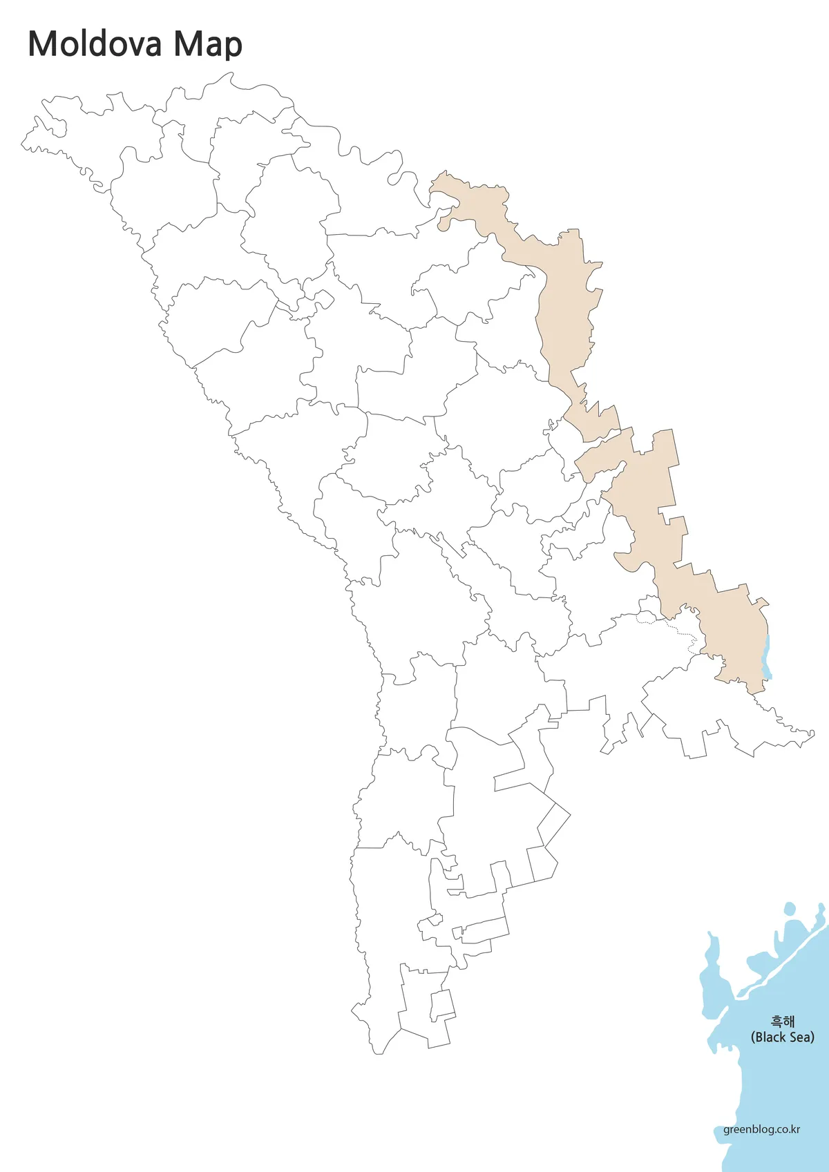 몰도바 윤곽선 지도 편집용 이미지