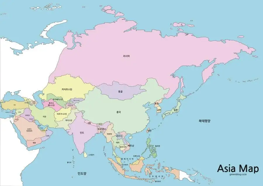 아시아 지도 고화질