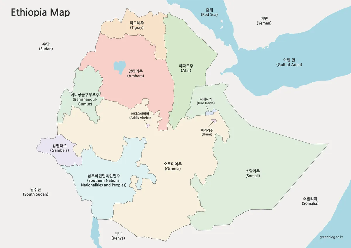 에티오피아 지도 대표 이미지