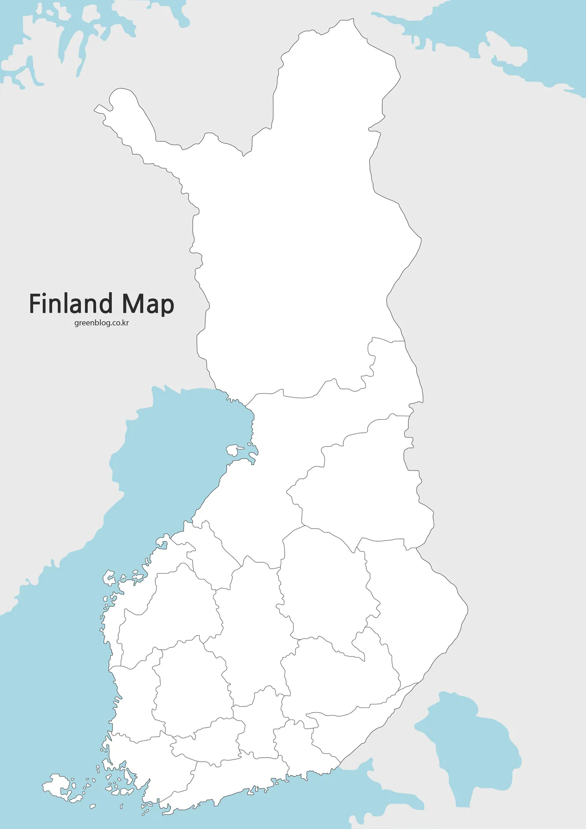 핀란드 윤곽선 지도 빈 지도