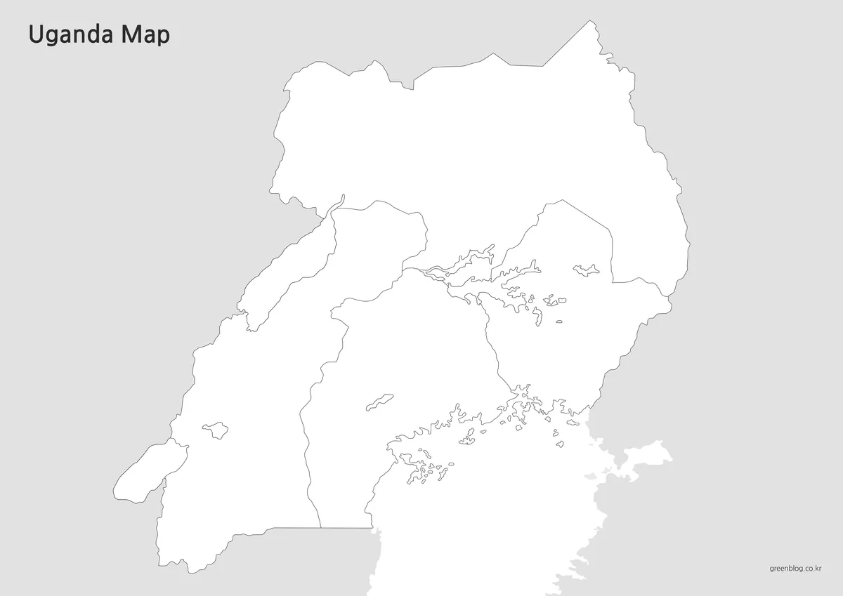 우간다 윤곽선 지도 경계선만 있는 편집용 이미지