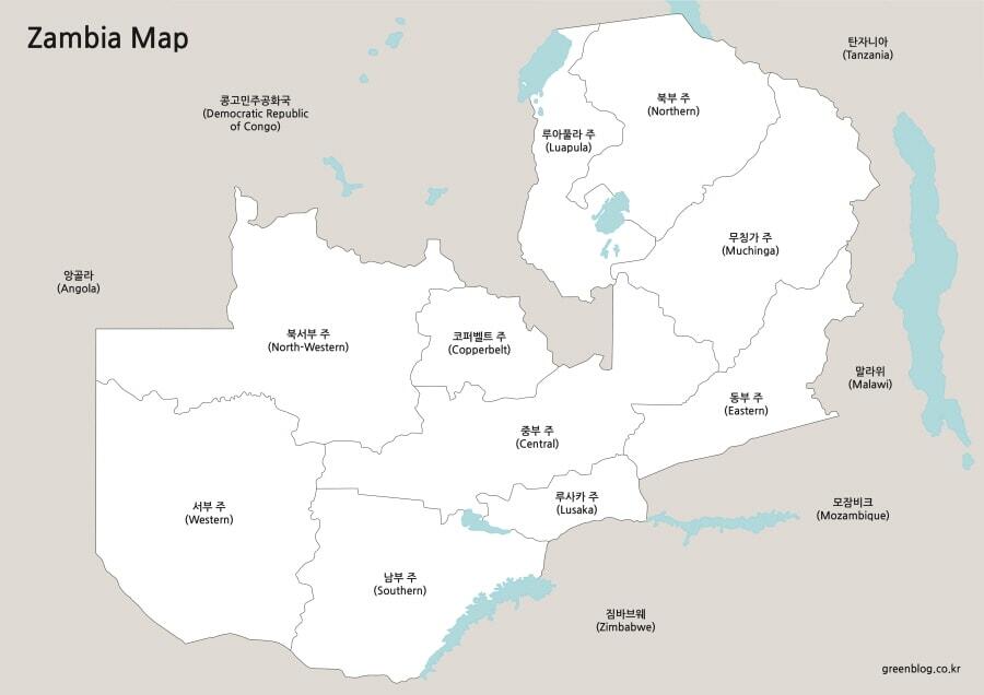 잠비아 지도