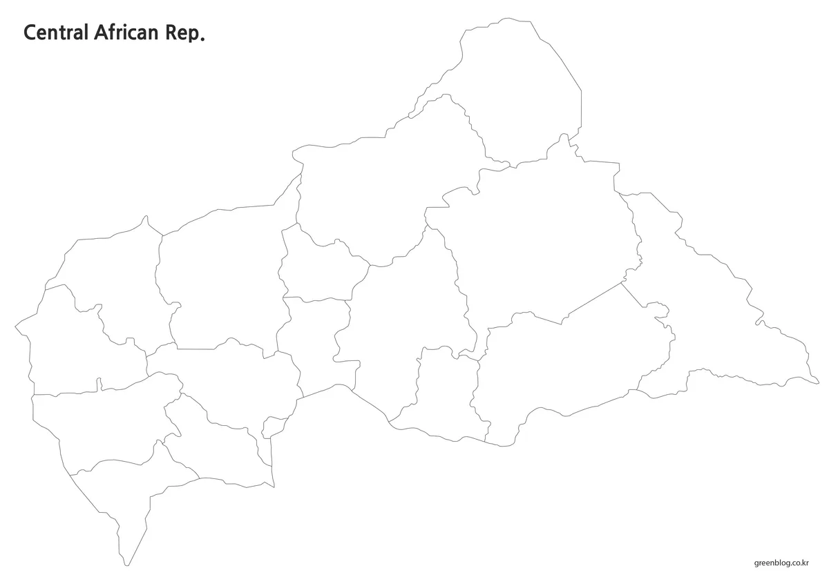 중앙아프리카 공화국 윤곽선 지도 경계선만 있는 디자인용 이미지