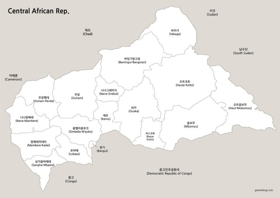 중앙아프리카 공화국 지도
