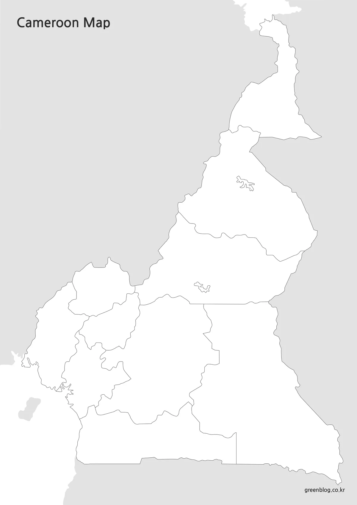 카메룬 윤곽선 지도 경계선만 있는 그래픽 작업용 이미지