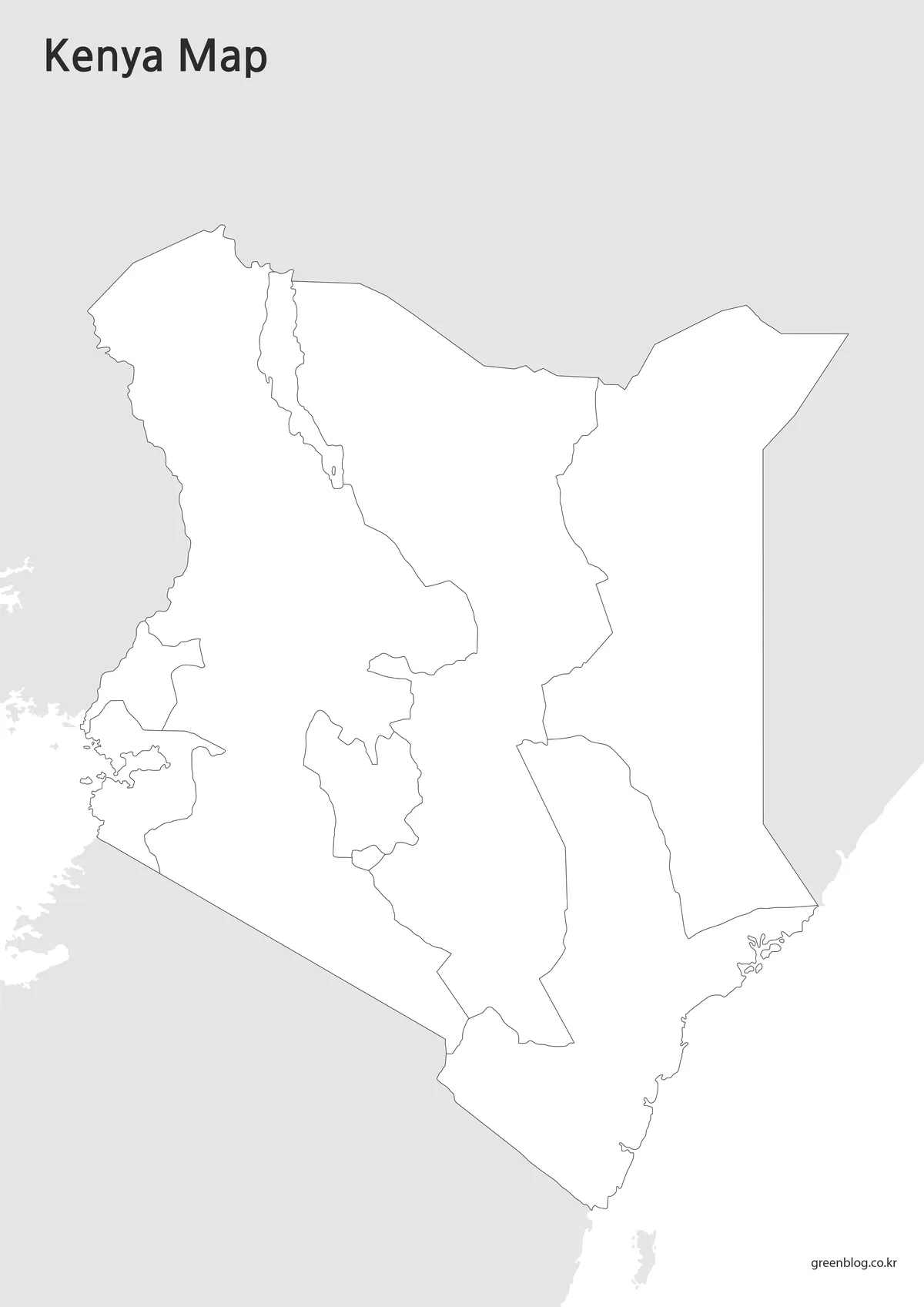 케냐 윤곽선 지도 그래픽 작업용 경계선 이미지
