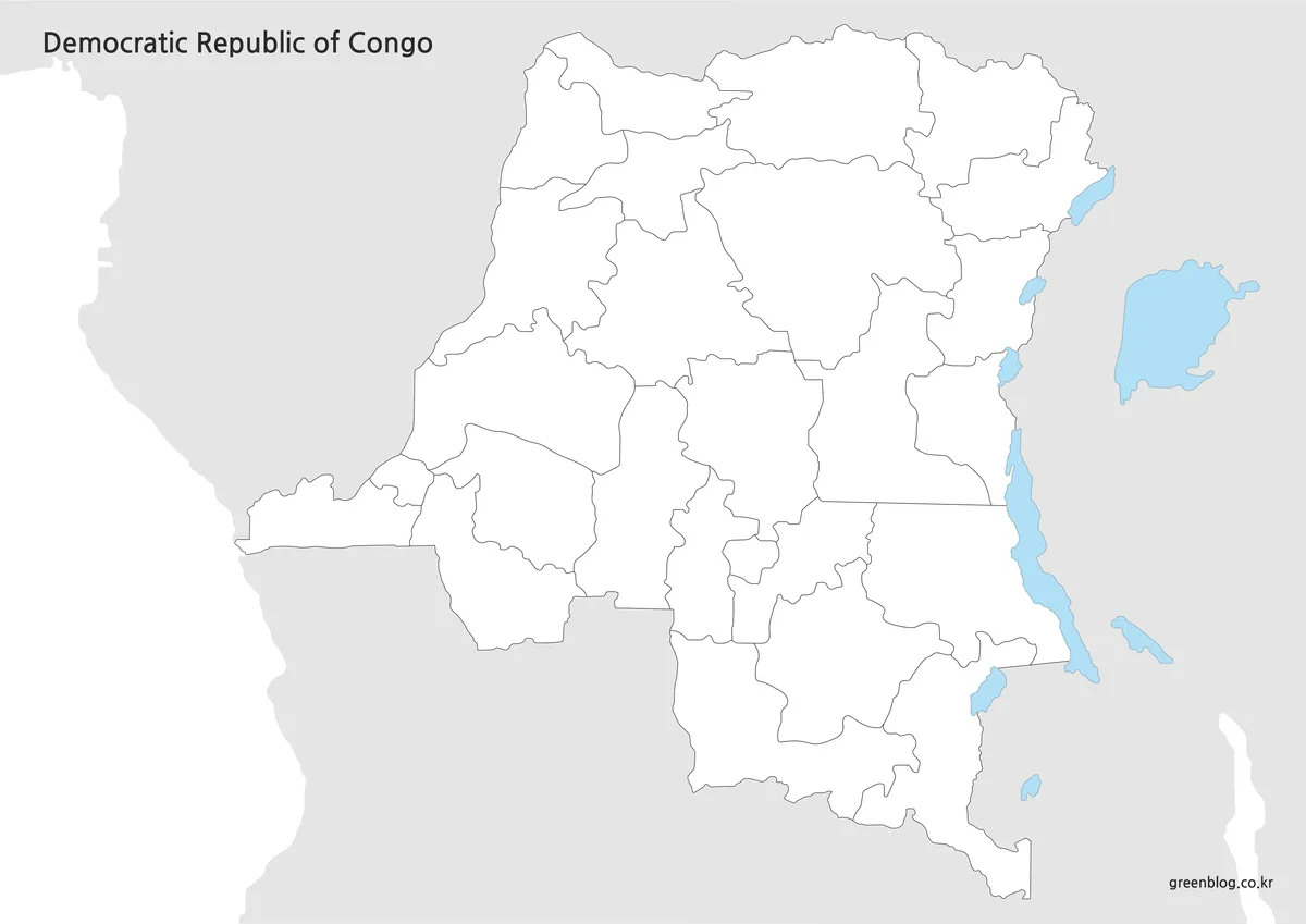 콩고민주공화국 윤곽선 지도 경계선만 있는 디자인용 이미지
