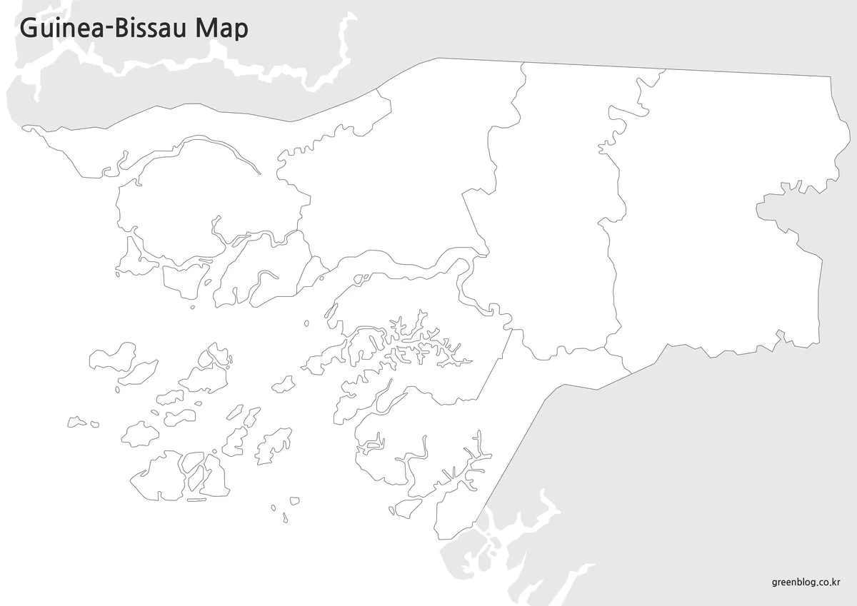 텍스트와 색상이 제거된 기니비사우 지도
