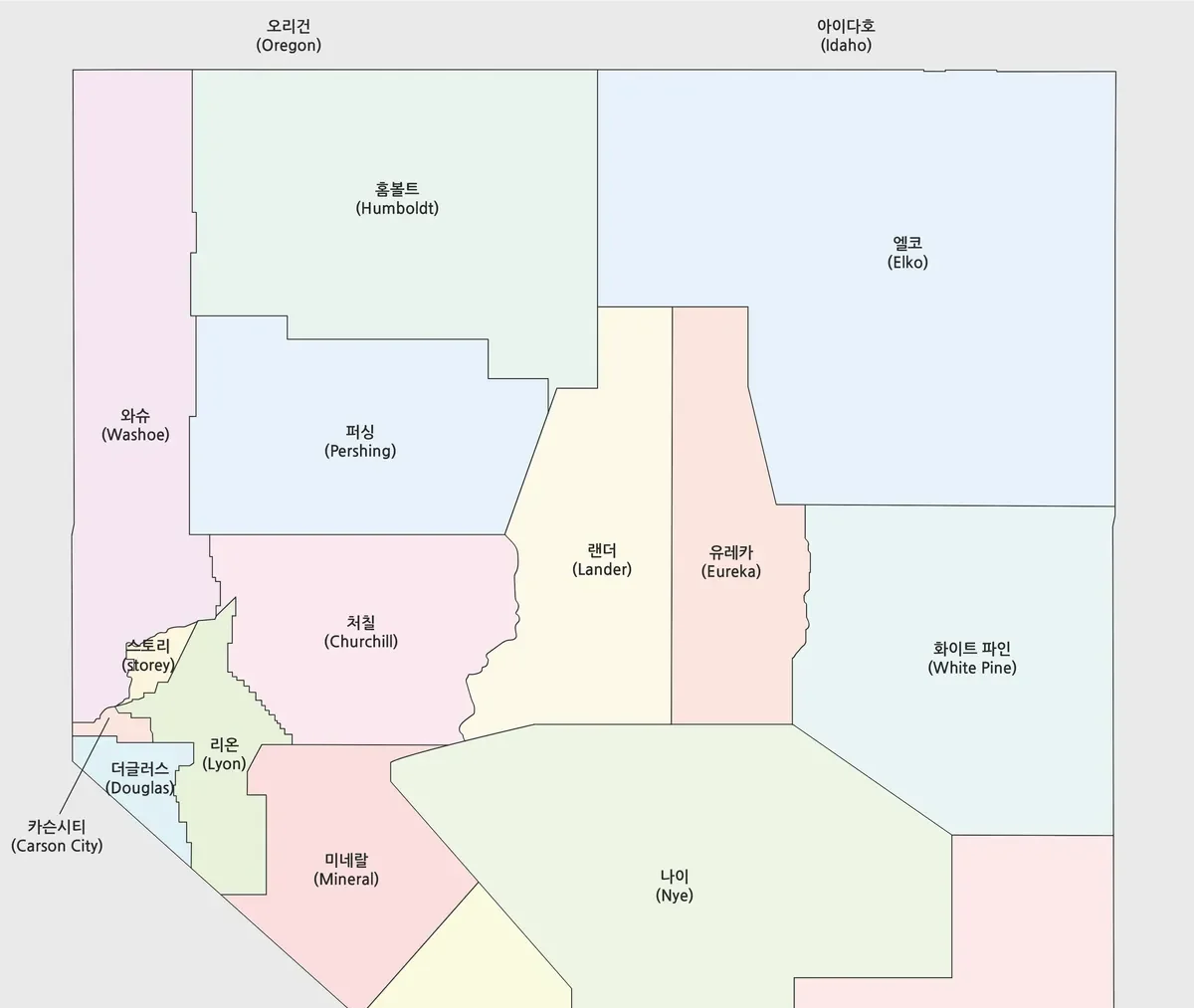 네바다 지도 대표 이미지