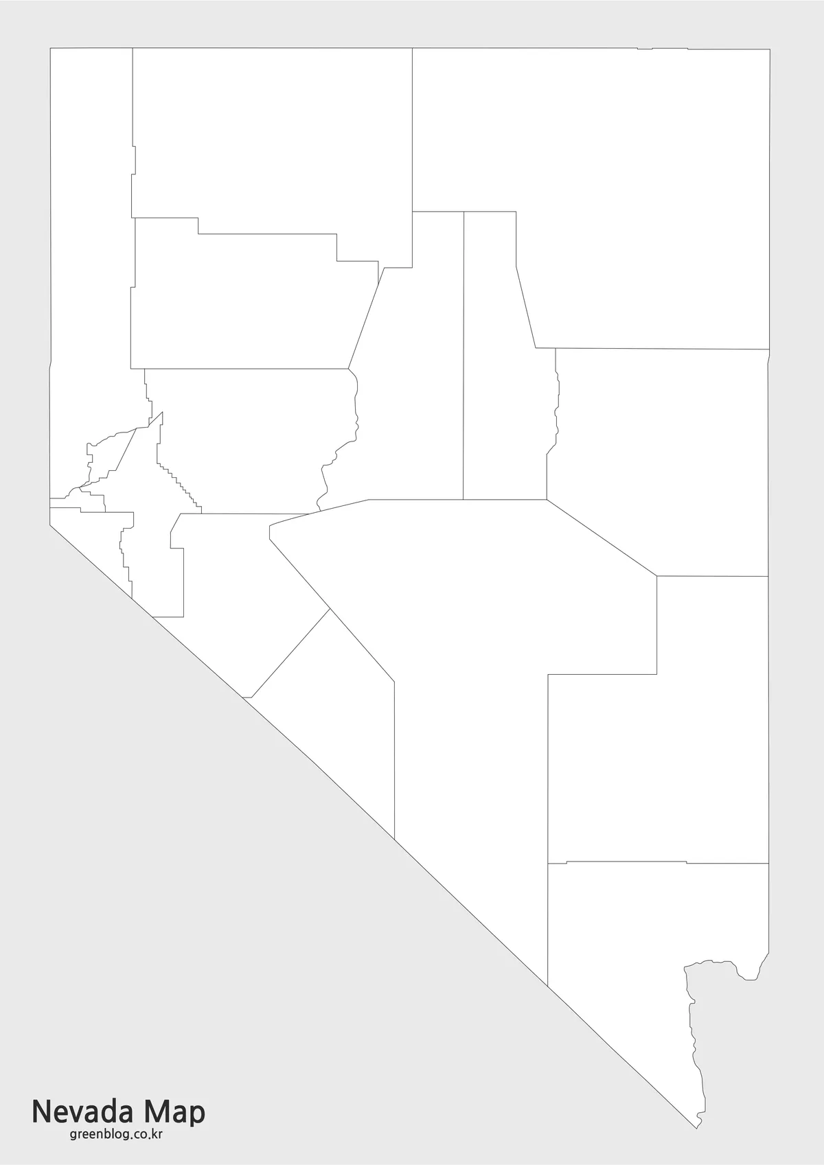 경계선만 표시된 네바다 윤곽선 지도