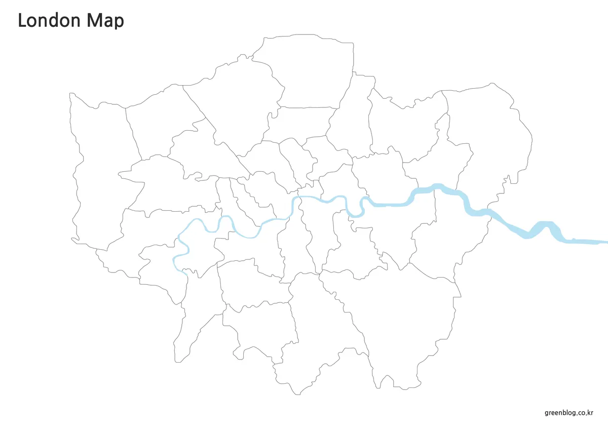 경계선만 남긴 편집용 런던 윤곽선 지도