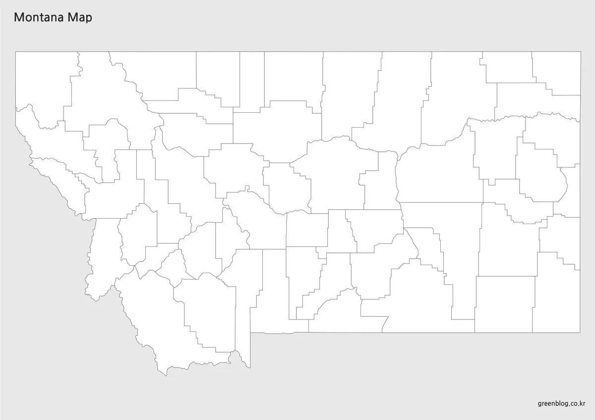 몬태나 경계선만 표시된 윤곽선 지도
