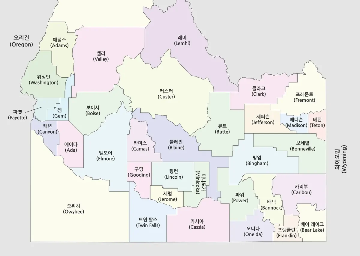 아이다호 지도 대표 이미지