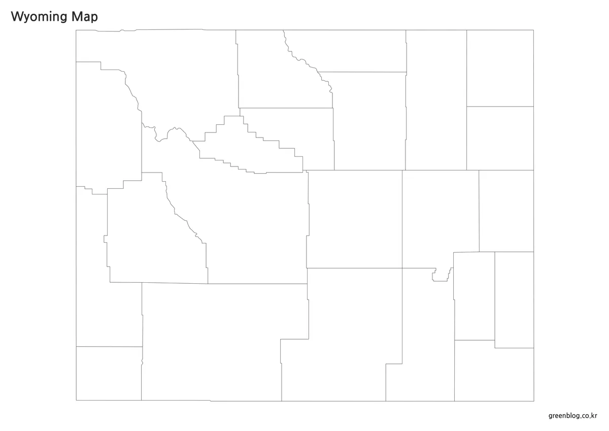 와이오밍 경계선만 표시된 윤곽선 지도