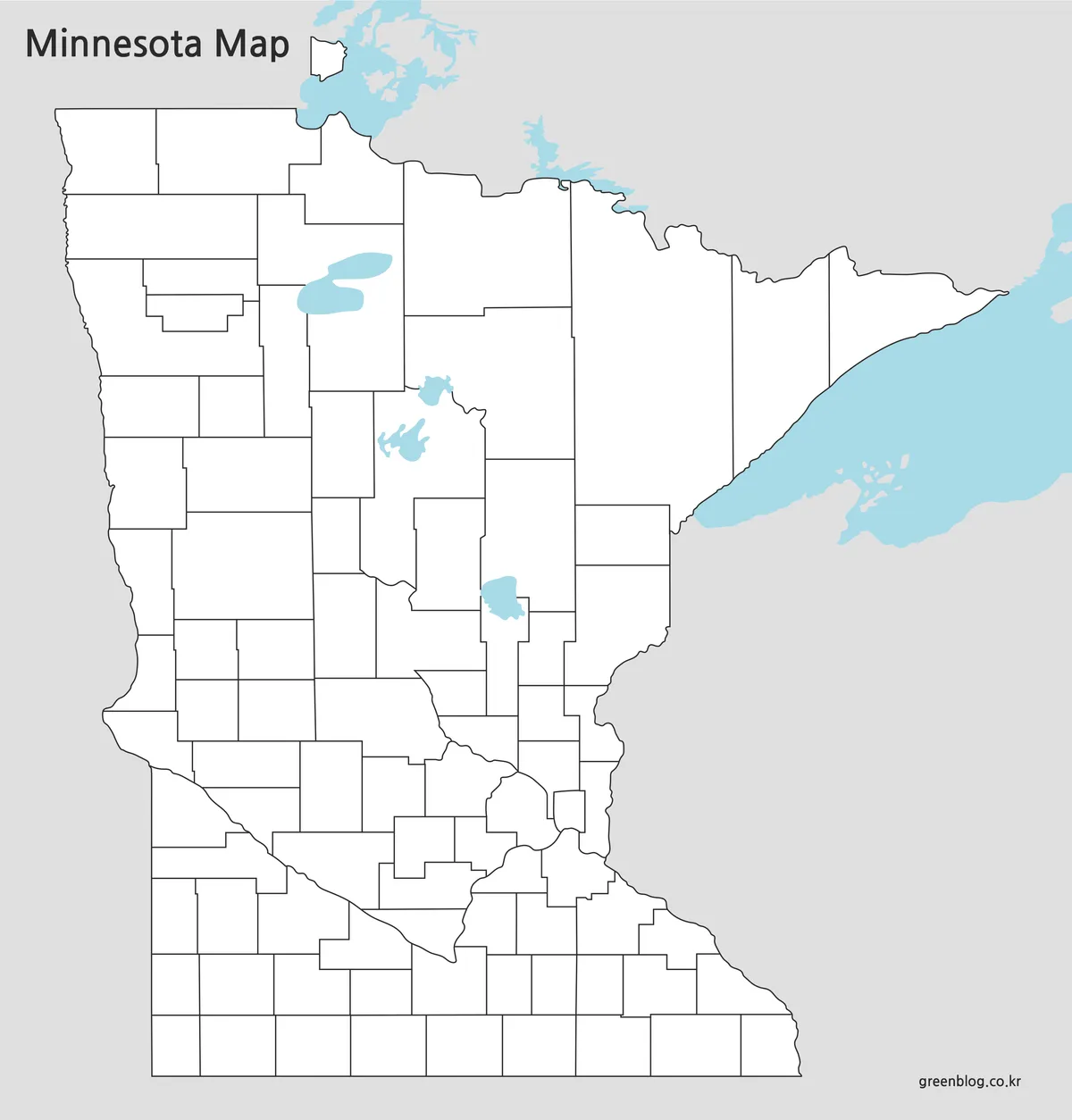 미네소타 경계선만 표시된 윤곽선 지도 이미지