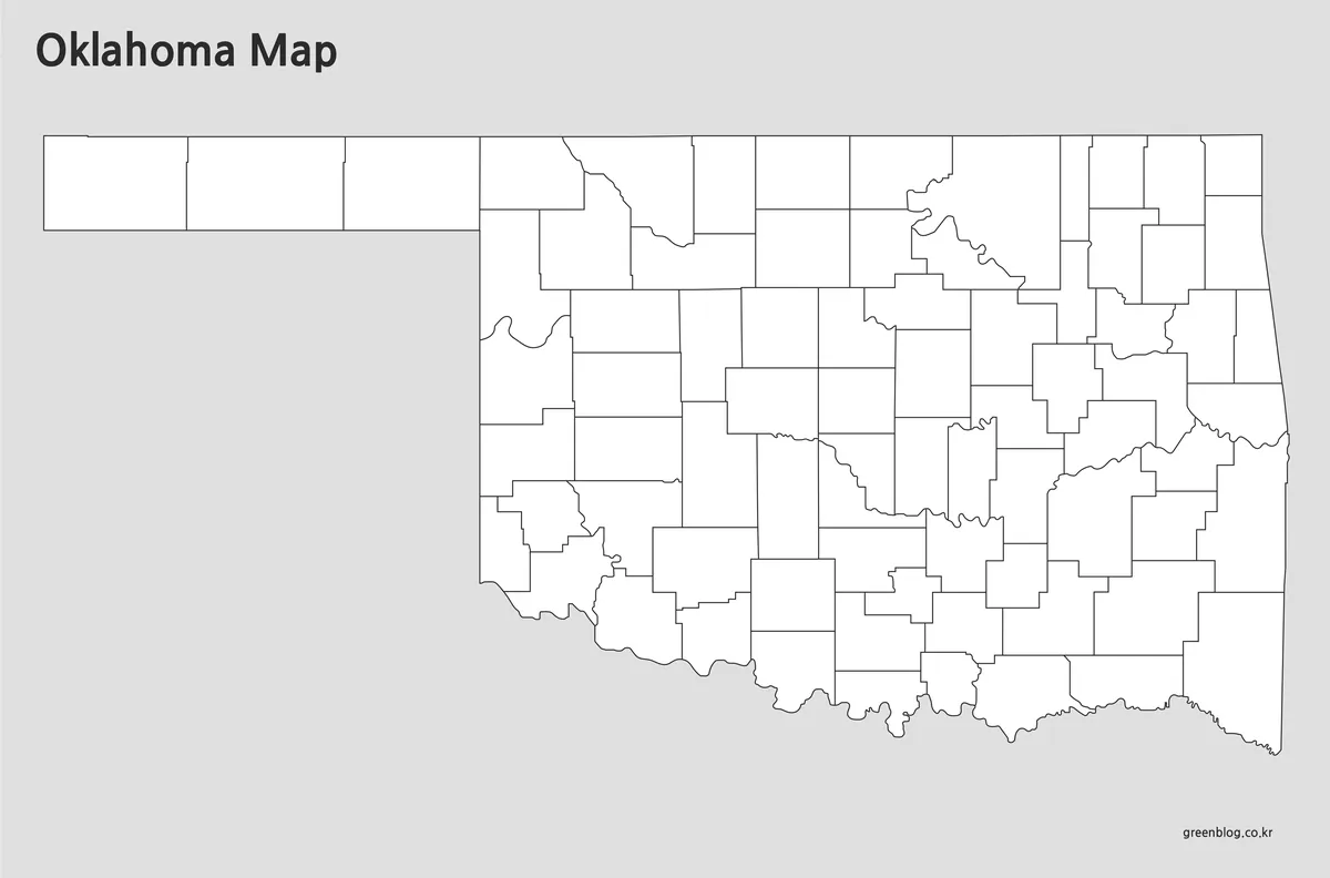 경계선만 남겨 둔 오클라호마 윤곽선 지도 이미지