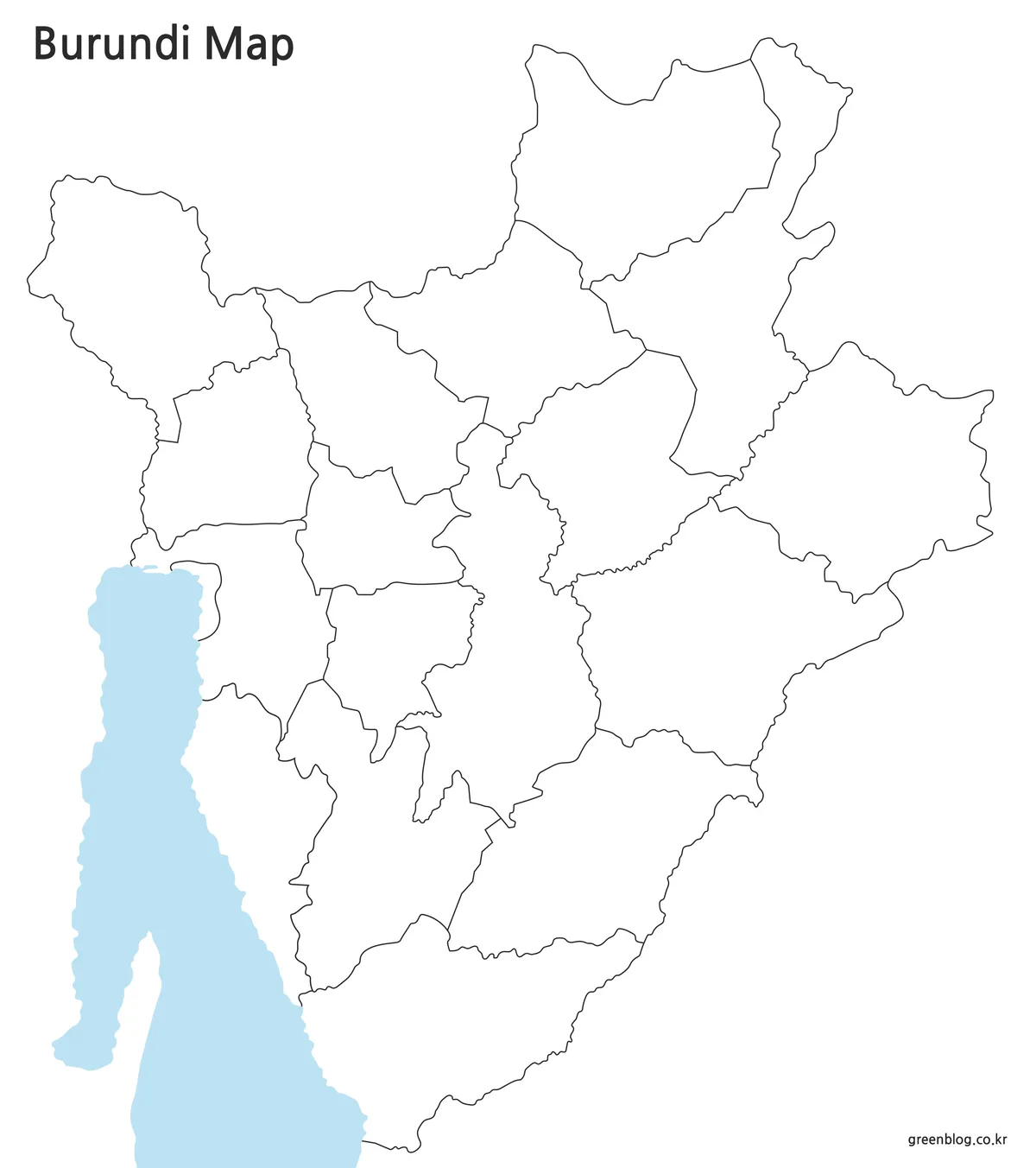 부룬디 윤곽선 지도 편집용 이미지