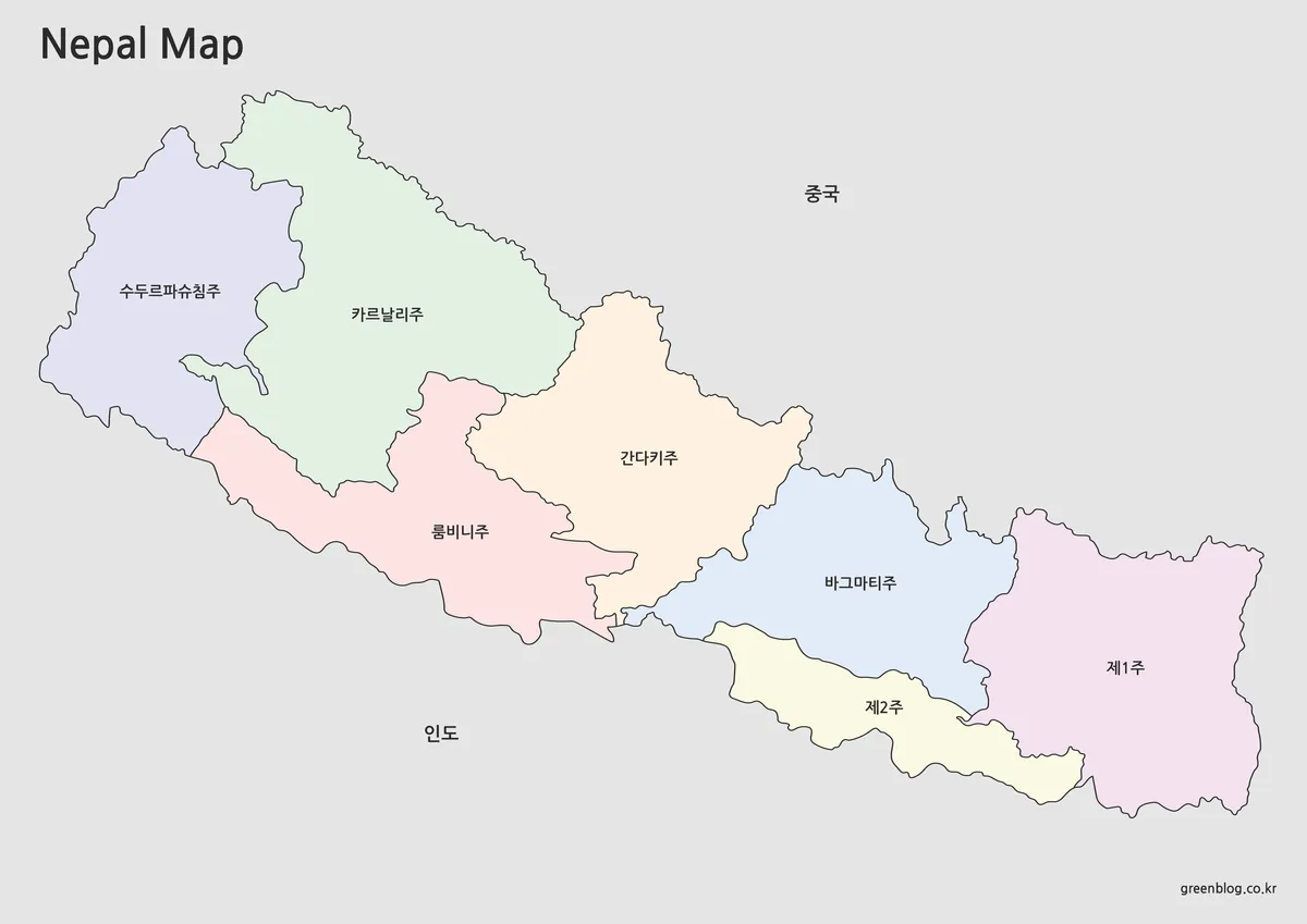 네팔 지도 대표 이미지