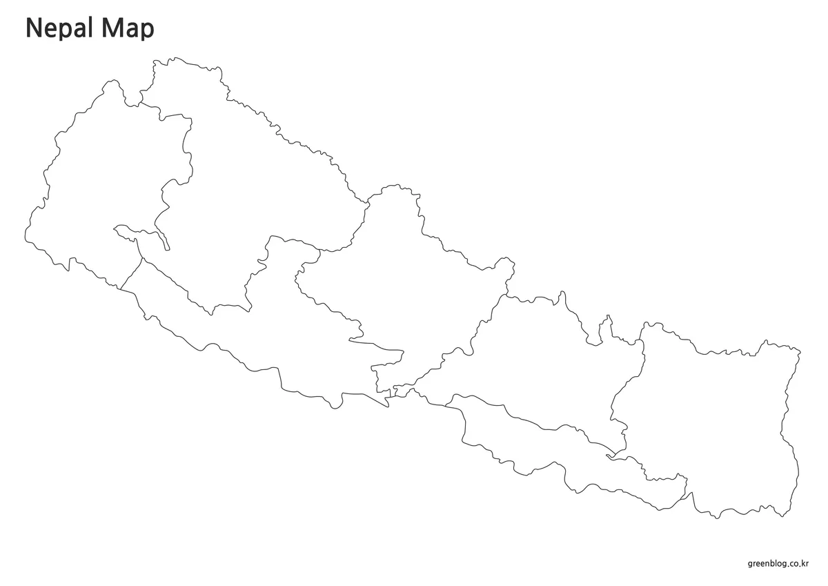 경계선만 남아 있는 네팔 윤곽선 지도