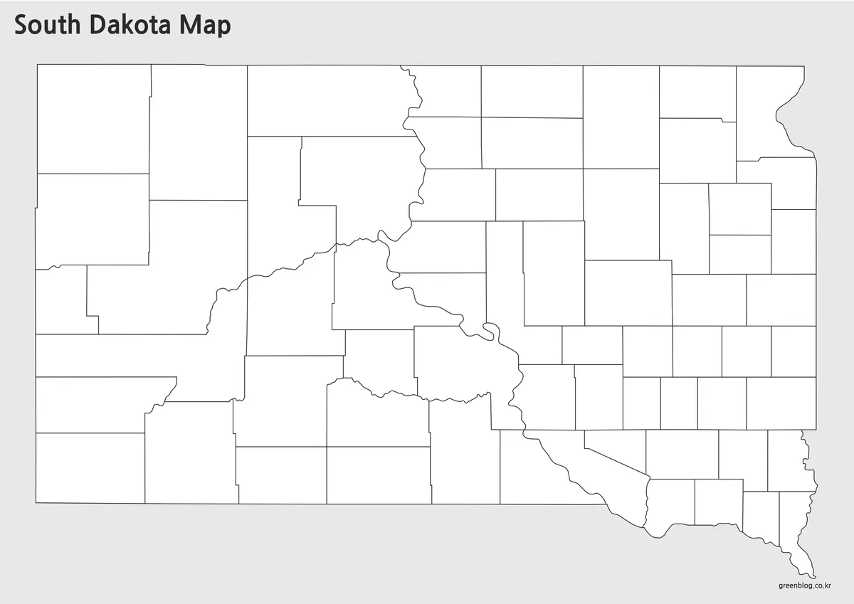사우스다코타 윤곽선 지도 이미지