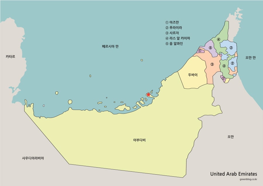 아랍에미리트 지도 고화질 3가지