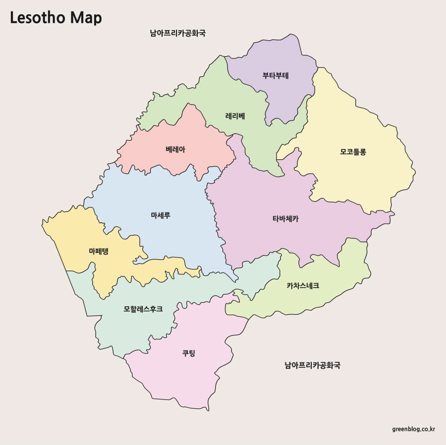 레소토 지도 고화질