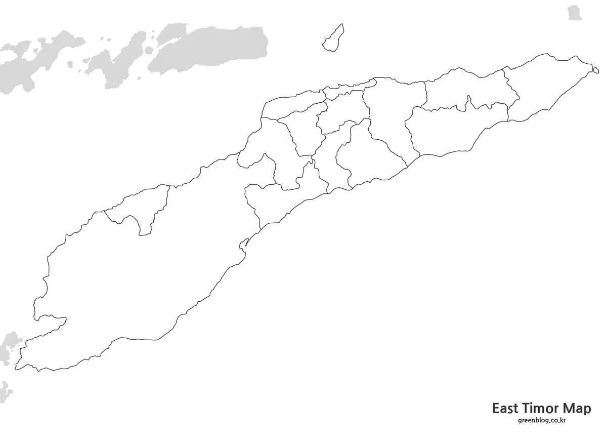 동티모르 윤곽선 지도 편집용 경계선 지도